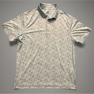 Deolax Short Sleeve Golf Polo Shirt Blue Golf Cocktail All Over AOP Large JBHS